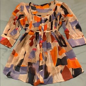 New York & Company colorful Fall blouse size S